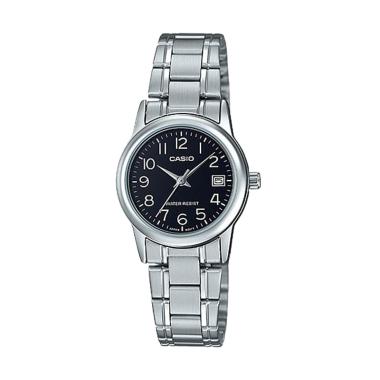 CASIO Enticer LTP-V002 Casual Jam Tangan Wanita [Original] Black Silver