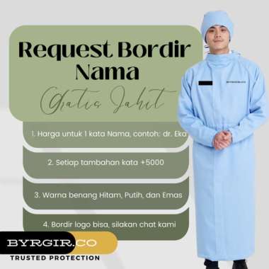 BYRGIR Tambahan Bordir Nama Seragam Baju Surgical Gown Medis APD OKA Manual EMAS