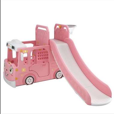 Happy Play Bus tayo 2in1 3in1 4in1 Slide Swing WM19090 19089 Perosotan - Pink 2 in 1