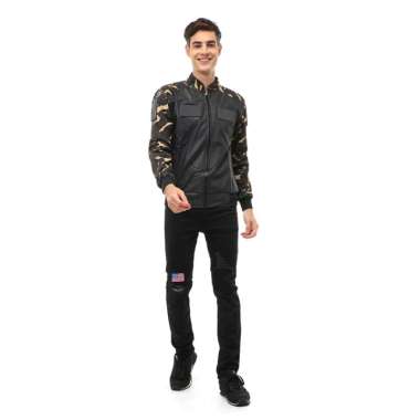 Hamlin Halbert Outerwear Jaket Bomber Kulit Pria Model Army Material Leather ORIGINAL - Black Black 