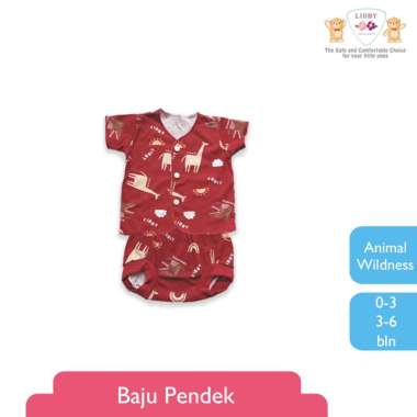 LIBBY Stelan Baju Pendek Celana Pop Newborn Motif Animal Wildness (1stel) 3-6 bulan Croco Giraffe