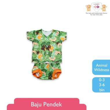 LIBBY Stelan Baju Pendek Celana Pop Newborn Motif Animal Wildness (1stel) 3-6 bulan Jungle