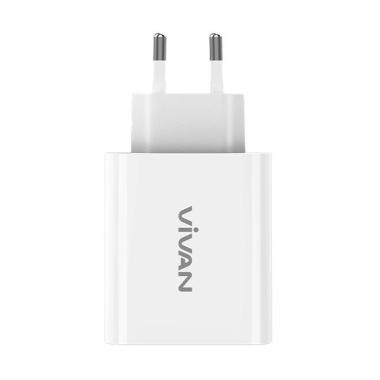 VIVAN DT01 Adapter Charger with Type-C + USB - Putih [5A/ Fast Charging] Putih
