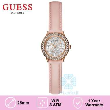 GUESS GW0029L3 Original GEM Jam Tangan Wanita Analog Rose Pink Leather
