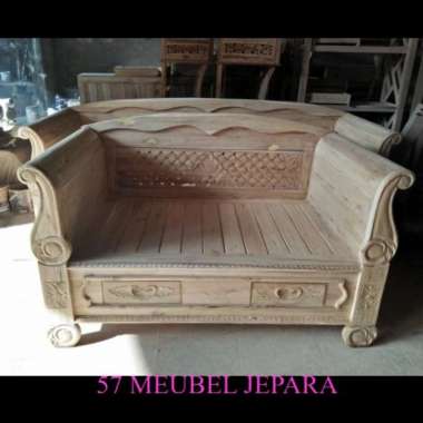 Daybed Bale Bale Kursi Tamu Antik Klasik Ukir Kayu Jati Mentahan