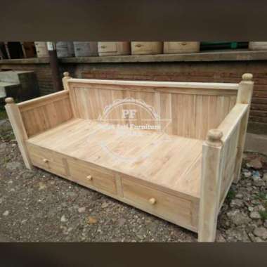 Furniture Jati Bale Bale Bangku Panjang Kursi Santai Kayu Jati Polos