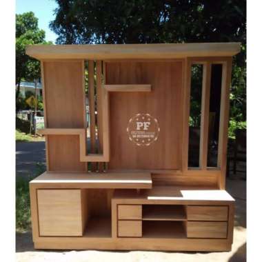 Meuble Jati Furniture Lemari Partisi Hias Sekat Pajangan Ruang Tamu