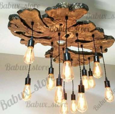 Lampu hias gantung kayu jati super mewah