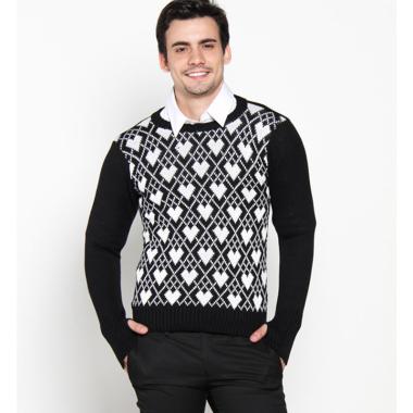 VM Oblong Rajut Sweater Pria - Hitam [PJG-08] Semua Ukuran Hitam