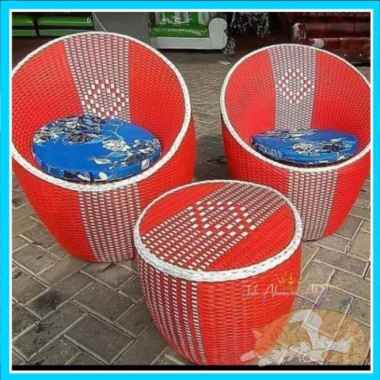 Kursi Teras Tamu 2+1 Bahan Rotan Sintetis