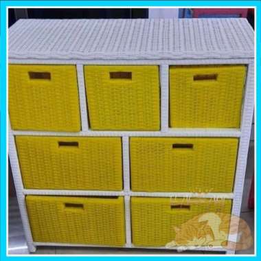 Nakas Hias Pajangan Lemari Laci Bahan Rotan Sintetis