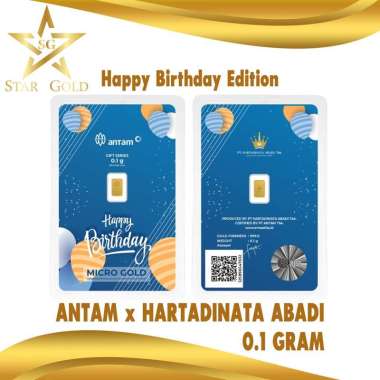 LOGAM MULIA MICRO GOLD ANTAM HARTADINATA 0.1 GRAM BIRTHDAY BLUE SERIES