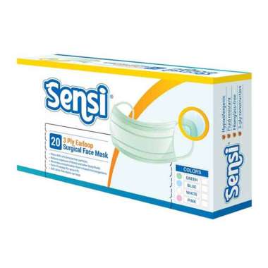 Sensi 3Ply Earloop Surgical Face Mask Masker Kesehatan White