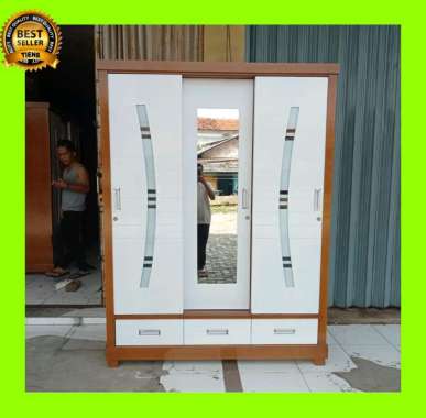 lemari baju sleding 3 pintu minimalis modern