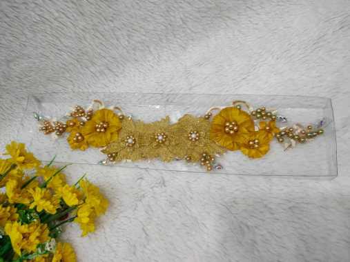 Bando Bunga Pernak Pernik Hiasan Sanggul Rambut Atau Hijab 3D Gold