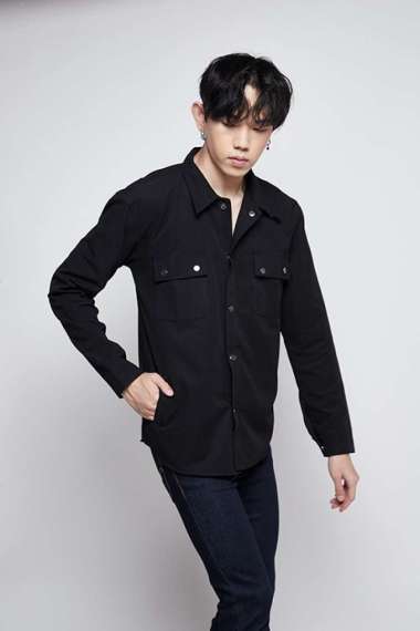 Jaket parka outer jaket pria semi parka warna Hitam XXL