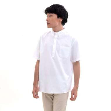 M231 Kemeja Pria Pullover Polos Pendek Putih 2287A Putih M