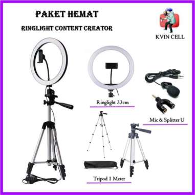 RINGLIGHT TRIPOD / RING LIGHT 33CM / RING LIGHT BESAR / PAKET YOUTUBER - Putih ORIGINAL 100 % Multic