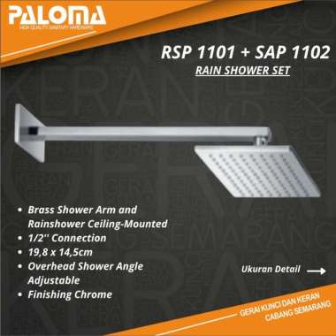 PALOMA RSP 1101 SAP 1102 RAIN SHOWER SET / KEPALA SHOWER BRASS CHROME