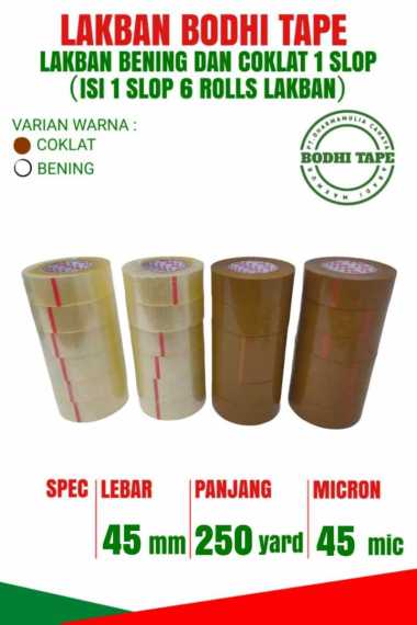 LAKBAN JUMBO BODHI TAPE BENING & COKLAT 45MM X 250YARD SLOP PROMO TERMURAH COKLAT