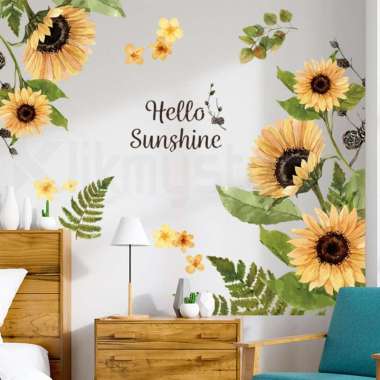 Wall Sticker Tanaman Stiker Dinding Pohon Dekorasi Ruang Tamu Tropical - Sunflower