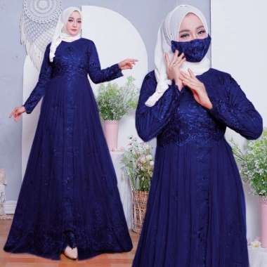 (New Free Masker Brukat) Yumna Full Brukat Tile /Gamis Pesta/Baju Muslim Wanita Jumbo/Gamis Brukat T