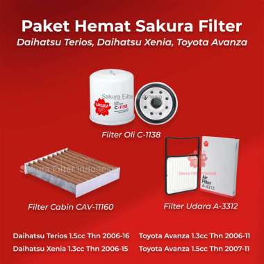 Paket Hemat Sakura Filter Avanza, Xenia, Terios (Udara, Cabin, Oli)