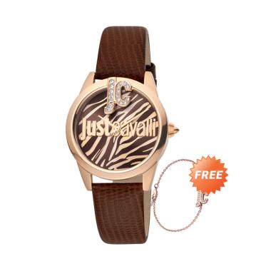 Just Cavalli Just Trama Zircon Jam Tangan Wanita + Free Exclusive Bracelet Brown Rosegold