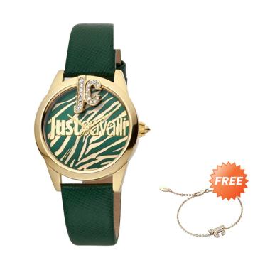 Just Cavalli Just Trama Zircon Jam Tangan Wanita + Free Exclusive Bracelet Gold Green