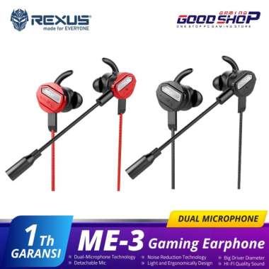 Rexus ME-3 / ME3 with Dual Microphone - Gaming Earphone Black