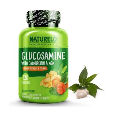 NATURELO Glucosamine Chondroitin MSM with Boswellia Organic Vitamin C [120 Capsules]