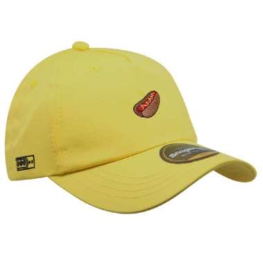 Snapback Topi Baseball Dewasa Kuning Bordir Mini Hotdog