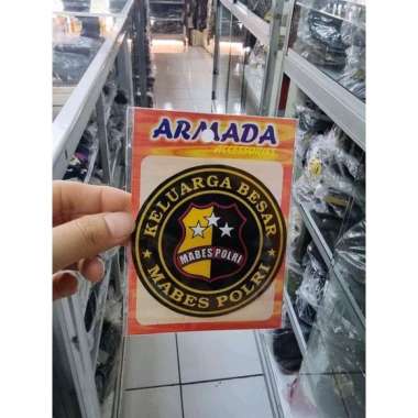 stiker polri | stiker kaca mabes polri | Stiker PVC mabes polri dasar hitam dasar bulat | Stiker PVC