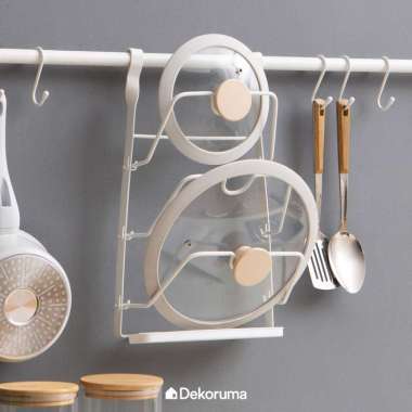 Dekoruma SOJI Rak Tutup Panci Gantung Stainless - Putih