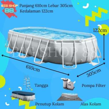 INTEX 26798 KOLAM RENANG PORTABLE PRISM FRAME POOL SET 6M 6METER 6 METER 610X305X122 CM