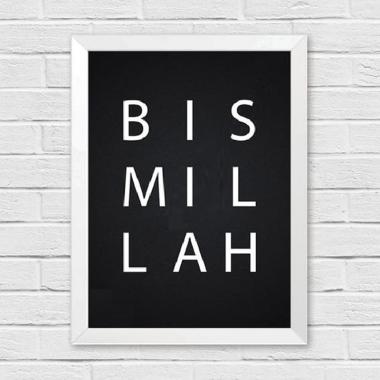 Kataku Poster Islami - Bismillah Hiasan Dinding WHITE