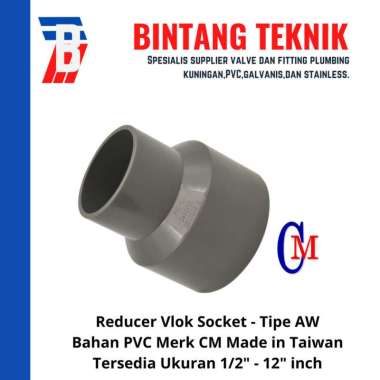 Reducer Sok / Vlok Sok 12" x 8" PVC AW Merk CM Taiwan PVC