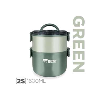 Goto Venezio Kotak Makan Bekal Anti Tumpah Lunch Box Set Rantang Susun Green 2s 1600ML