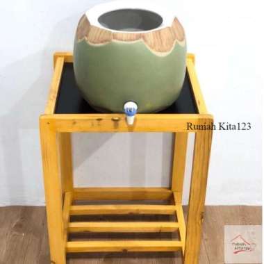 Kaki Meja Dispenser Guci Kayu Ramin/Jati