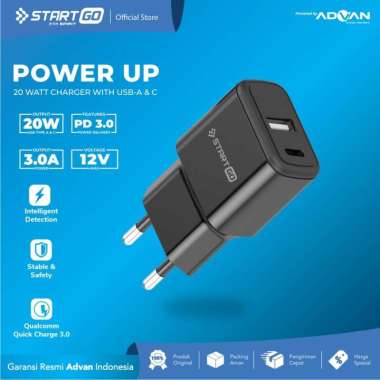 StartGo Power Up Charger Smart 20watt Quick Plug Wall Charger USB+PD