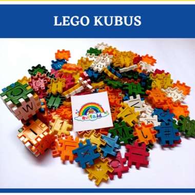 TERMURAH Lego Kubus Huruf Mainan Anak Edukatif | Mainan Lego Meronce Kubus Huruf dan Angka Plastik 5