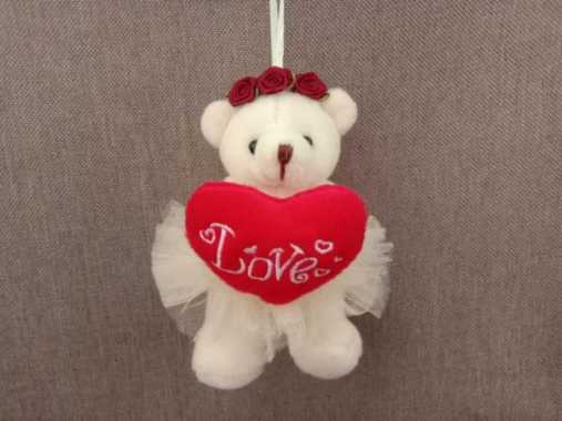 Gantungan Tempel Kaca Boneka Teddy Bear Beruang Mini Ballerina Love