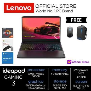 Lenovo IdeaPad Gaming 3 15ACH6 82K20121ID R5-5600H 8GB 512GB RTX3060