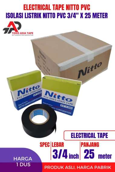 ELECTRICAL PVC NITTO / NITTO ISOLASI LISTRIK PVC KABEL NITO 3/4" 25M 1 DUS HITAM