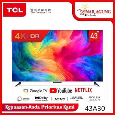 TCL ANDROID TV 43 INCH UHD 4K WITH GOOGLE SMART TV DIGITAL 43A30  - null