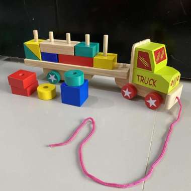 Mainan Kayu Truk Geometri