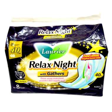Promo Harga Laurier Relax Night Gathers 40cm 8 pcs - Blibli
