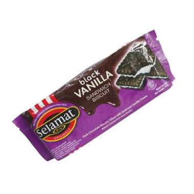 Promo Harga Selamat Sandwich Biscuits Black Vanilla 102 gr - Blibli