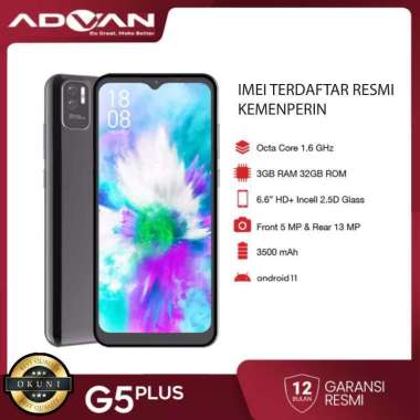 Advan G5 Plus 3/32 NEW Garansi Resmi Advan Black
