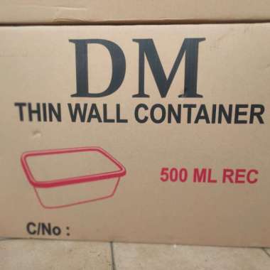 1 Dus Thinwall Dm 500Ml Food Container Persegi Panjang Food Grade Multicolor